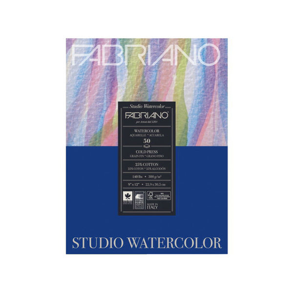 Papier aquarelle Studio de Fabriano / Pressé à froid (cold press) / Grain fin / 9 X 12" / 50 feuilles
