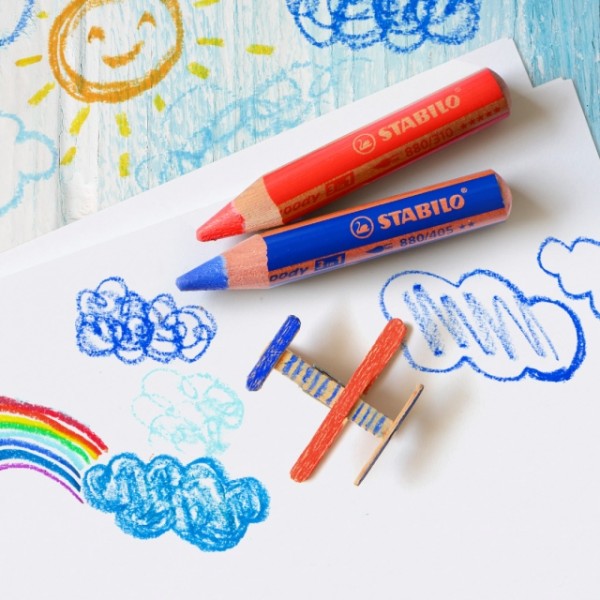 6 crayons de couleur STABILO Woody 3en1 + 1 taille-crayon : Chez  Rentreediscount Fournitures scolaires