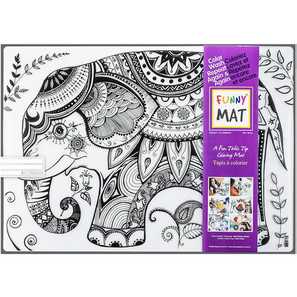 Tapis GÉANT à colorier lavable Funny Mat ® / Éléphant zen - Studio d'art Shuffle