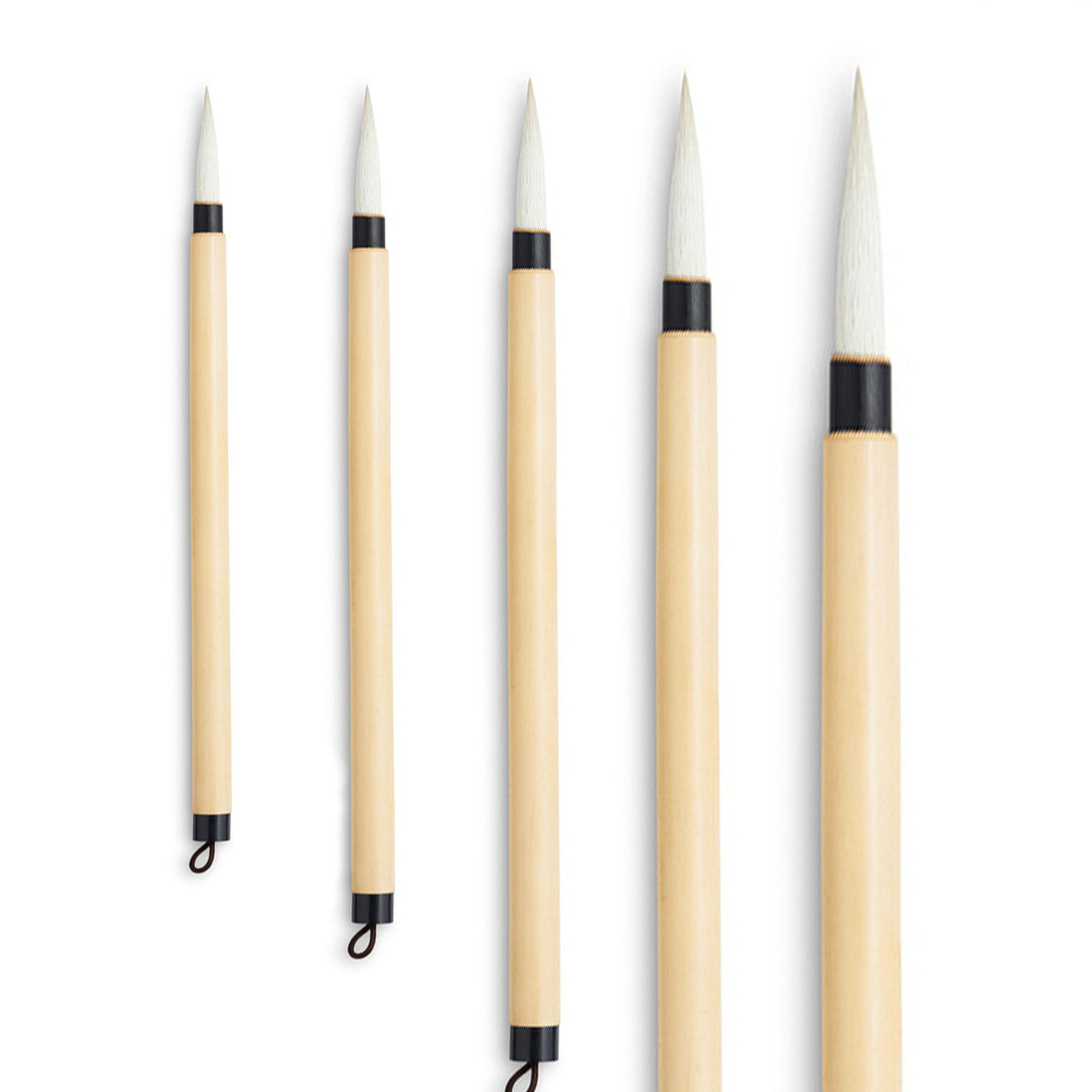 Set de 5 pinceaux en petit-gris pur + une natte bambou de rangement -  Creastore