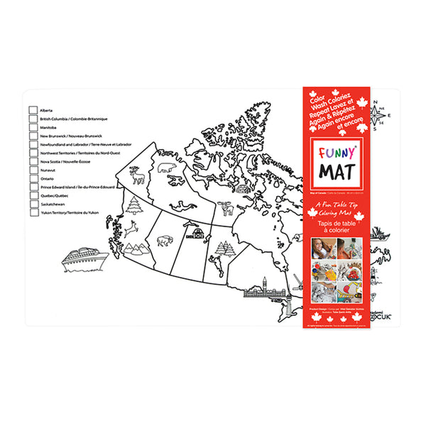Tapis à colorier lavable Funny Mat ® / Map du Canada (bilingue) - Studio d'art Shuffle