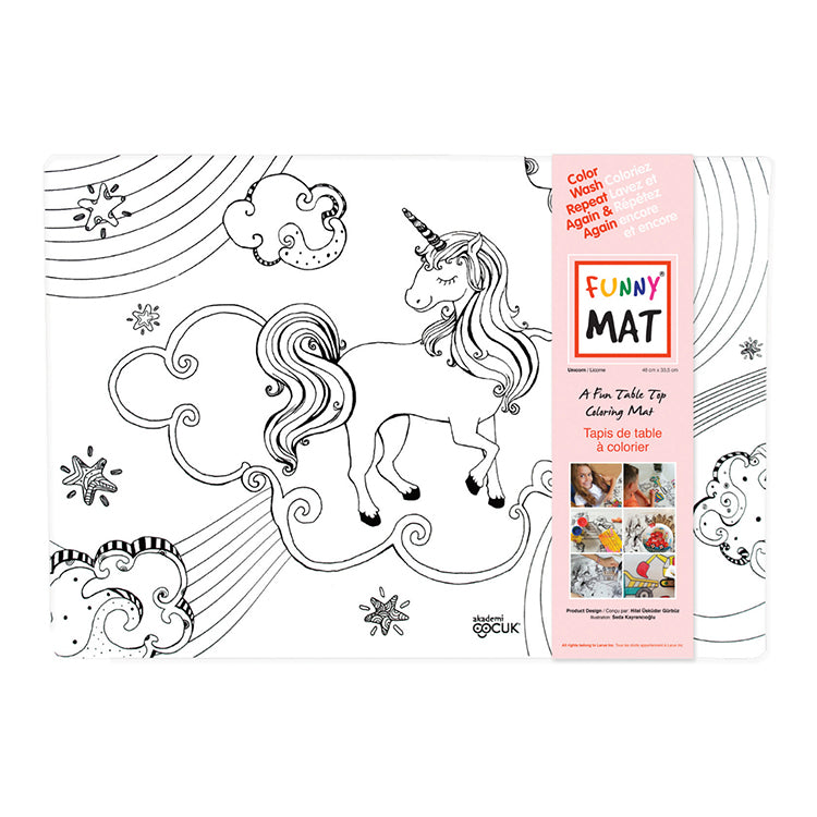 Tapis à colorier lavable Funny Mat ® / Licorne - Studio d'art Shuffle