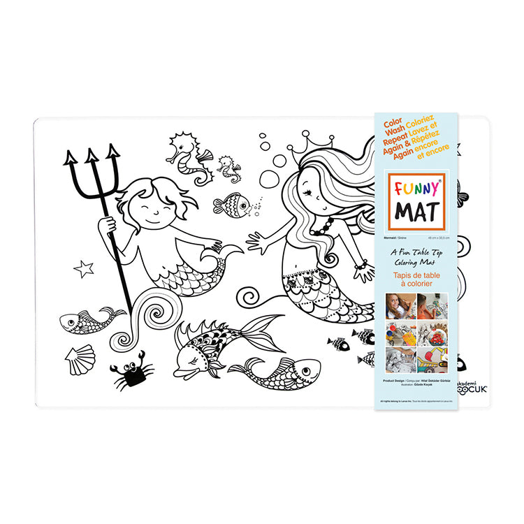 Tapis à colorier lavable Funny Mat ® / Sirène - Studio d'art Shuffle