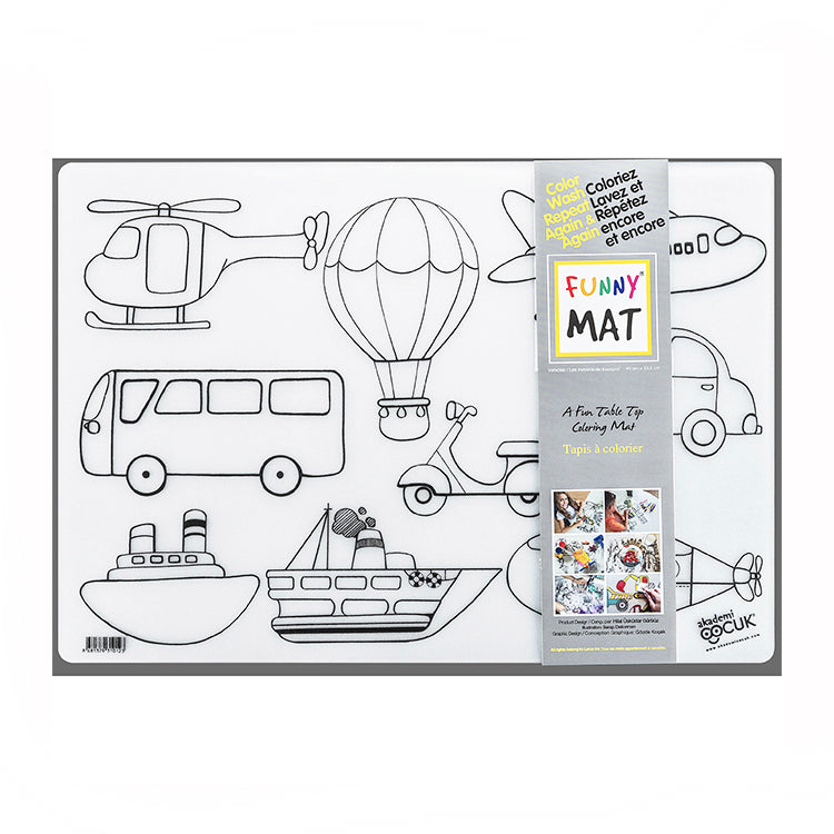 Tapis à colorier lavable Funny Mat® / Moyens de transport - Studio d'art Shuffle