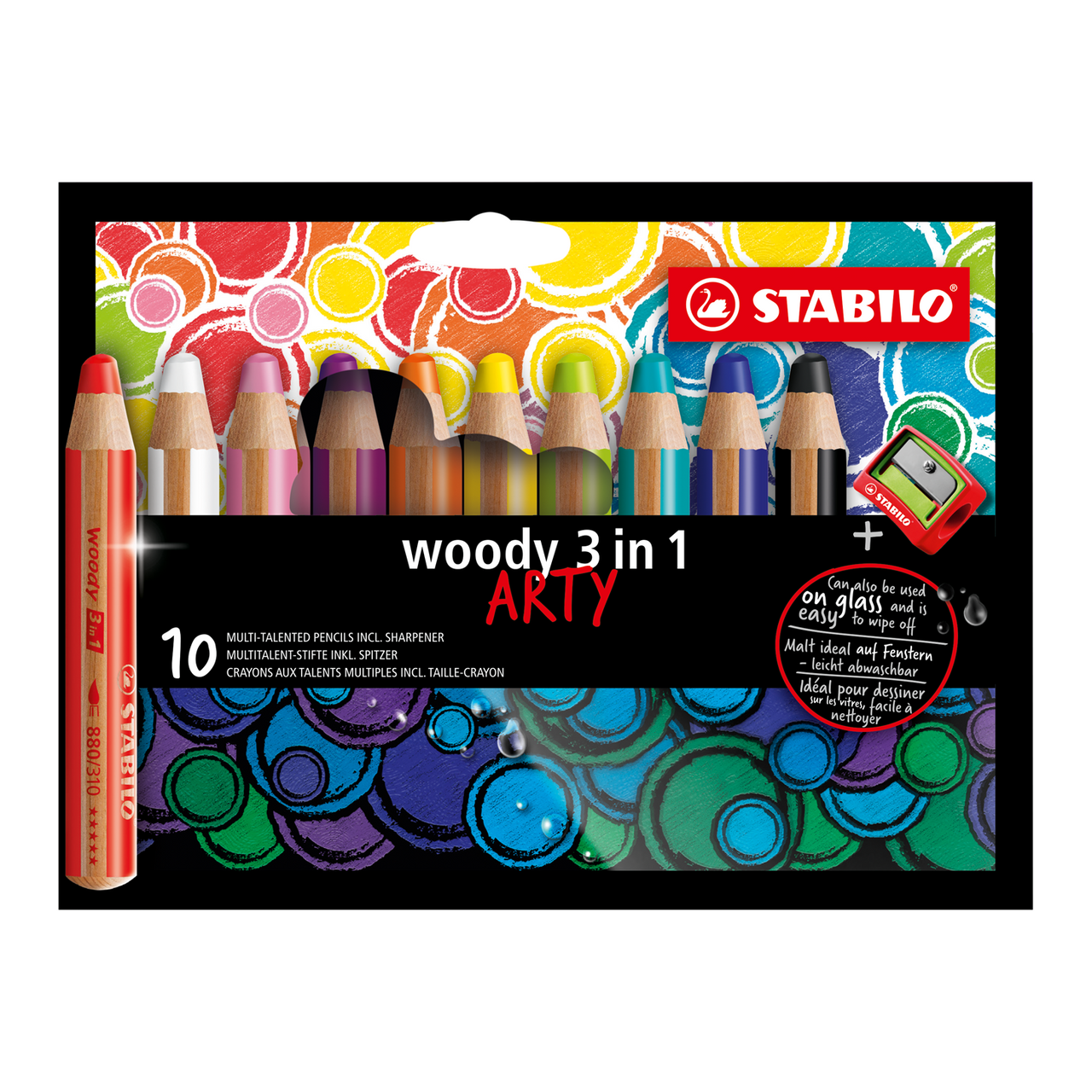 Crayons Woody 3-en-1 / Ensemble de 10 couleurs (nouvelles couleurs) - Studio d'art Shuffle